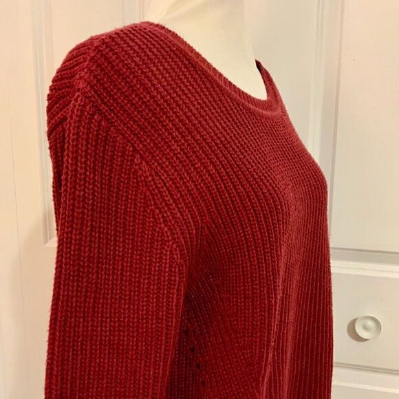 Harper Heritage Maroon Red Knit Long Sleeve Tie Back Sweater Medium - Picture 4 of 11